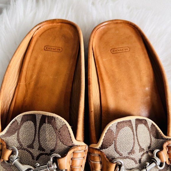 COPY - Vintage Coach Classic Monogram Jacquard Hard Sole Pennie Slip on Sandals… - Picture 3 of 7